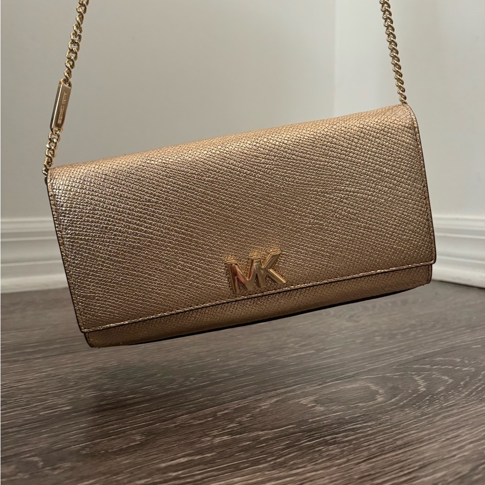 Michael Kors Gold clutch embossed leather